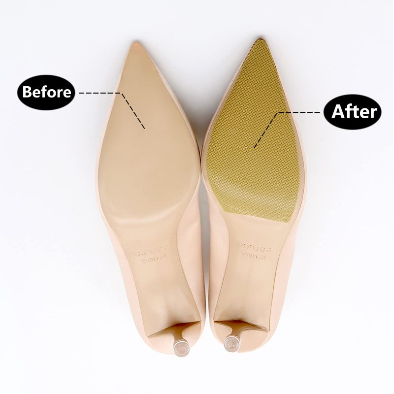 Ashoesert Sole Protector for High Heels, Yellow Shoe Grips on Bottom of Shoes,Shoe Bottom Protectors Anti Slip Shoe Grips Self Adhesive Silicone Non Slip Shoe Pads - 2 Pairs (6.0""  4.0"" - Image 2